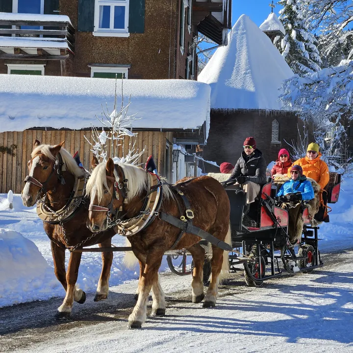 Pferdeschlittenfahrt mit Gästen in Oberstdorf